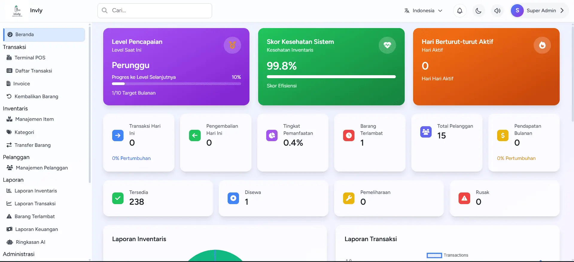 Dashboard INVLY.ID — Sistem Manajemen Inventaris & Sewa Real-Time